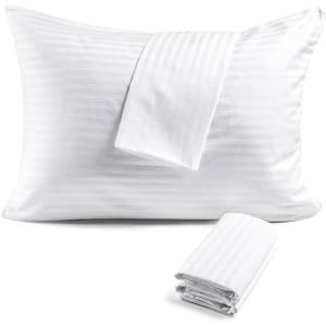 FAUNNA Zippered Pillow Protectors Cover Soft Comfortable Sateen 100% Long Staple Cotton Quiet and Breathable Bed Pillowcase Standard Size 4 Pack,20×26