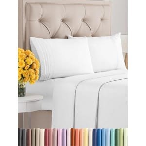 Queen Size 4 Piece Sheet Set – Comfy Breathable & Cooling Sheets – Hotel Luxury Bed Sheets for Women and Men – Deep Pockets, Microfiber, Extra Soft & Wrinkle Free Sheets – White Oeko-Tex Bed Sheet Set